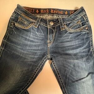 Rock Revival Dark Wash Elaina Boot Cut Jeans Vintage Wash Size 28